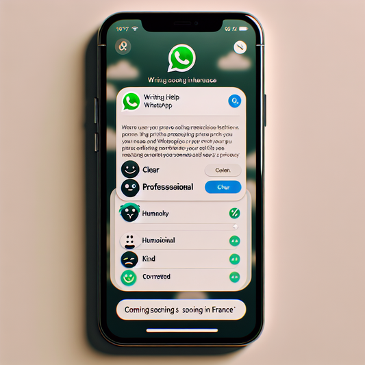 "Refaites une Beauté à vos Messages avec "Writing Help", l'IA de WhatsApp qui Adapte votre Style d'Écriture. Bientôt en France!"