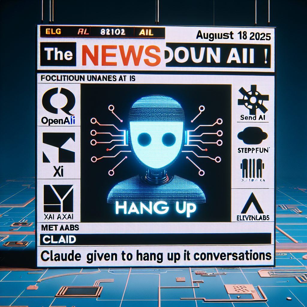 "Anthropic offre à Claude le pouvoir de 'raccrocher' les conversations : Découvrez cette innovation et d'autres actualités OpenAI, Stepfun AI, xAI, Meta et ElevenLabs"