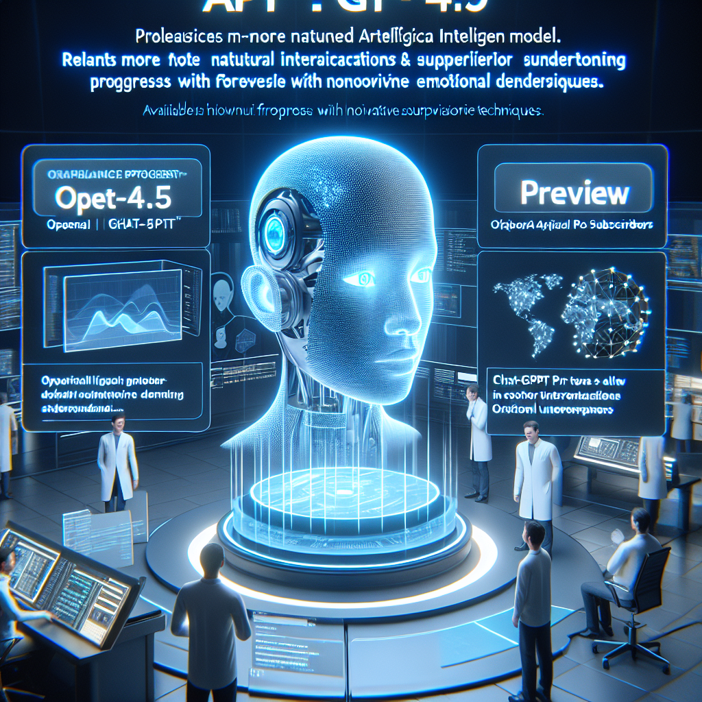 "Découvrez GPT-4.5 : la nouvelle IA révolutionnaire d'OpenAI pour des dialogues plus naturels et intuitifs!"