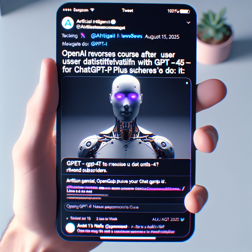 "OpenAI Réactive GPT-4o Face à La Déception des Utilisateurs de ChatGPT Plus : Suivez Le Guide !"