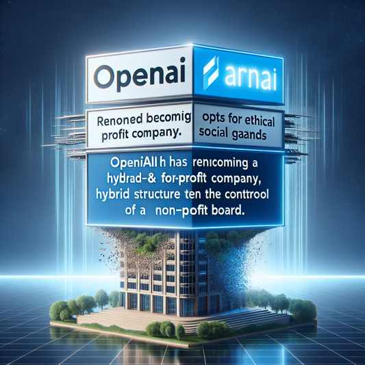 "OpenAI s'oriente vers l'éthique : renonciation au profit pour une structure hybride non-lucrative"
