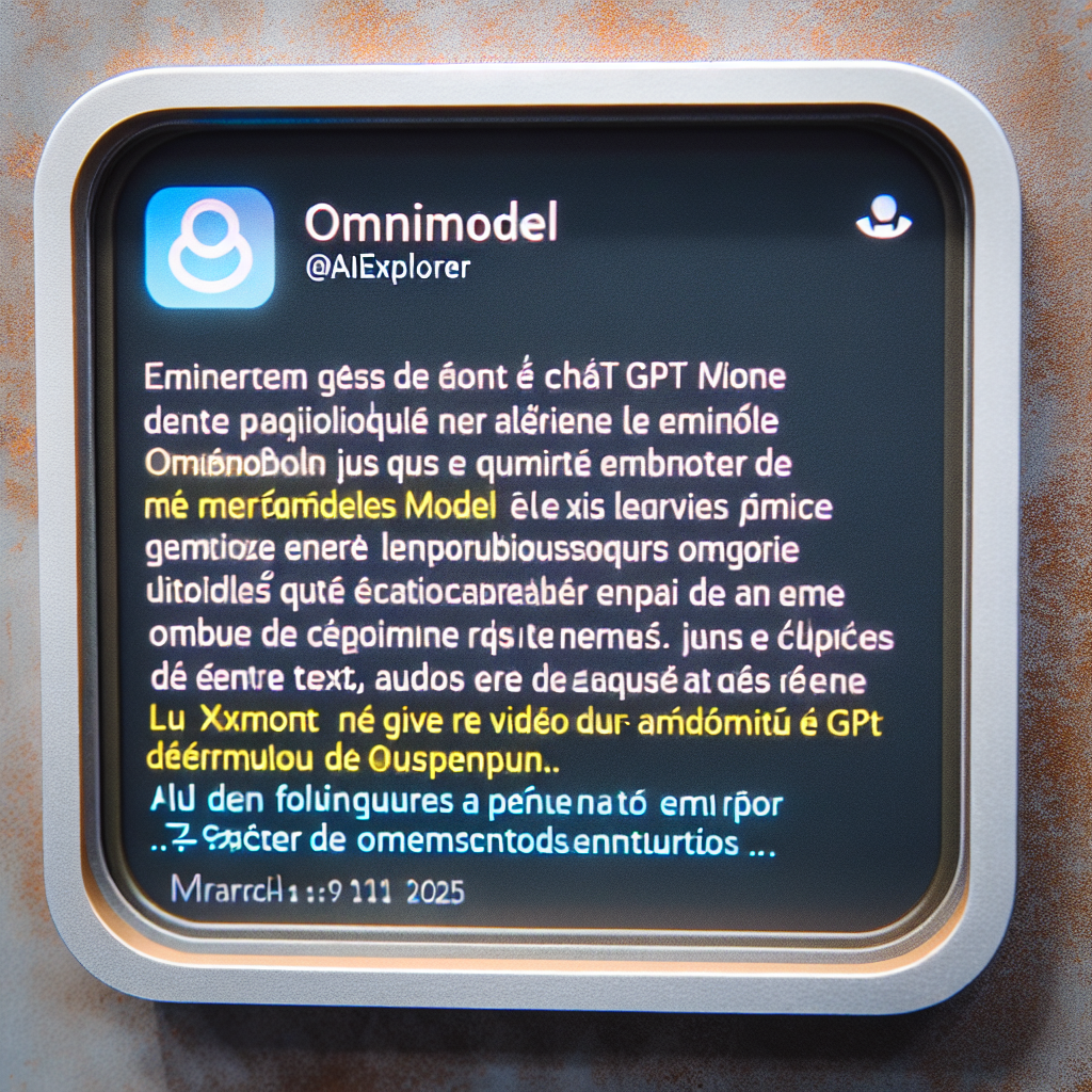 "Découvrez Omnimodel: Le nouvel outil révolutionnaire qui permet à ChatGPT d'interagir avec le texte, l’audio, les images et vidéos!"