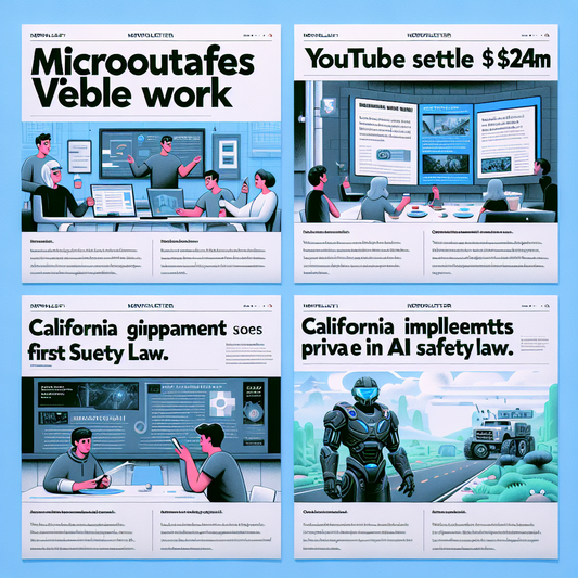 "Microsoft favorise le 'vibe work', YouTube verse $24M pour régler un litige Trump, EA devient privée et la Californie adopte la première loi sur la sécurité de l'IA : Les actualités Tech à ne pas rater"