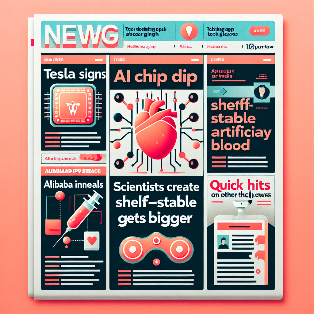 "Tesla signe un contrat de 16,5 milliards de dollars pour des puces IA, création de sang artificiel stable et violation majeure d'une application de rencontres : Les actus tech du jour à ne pas manquer"