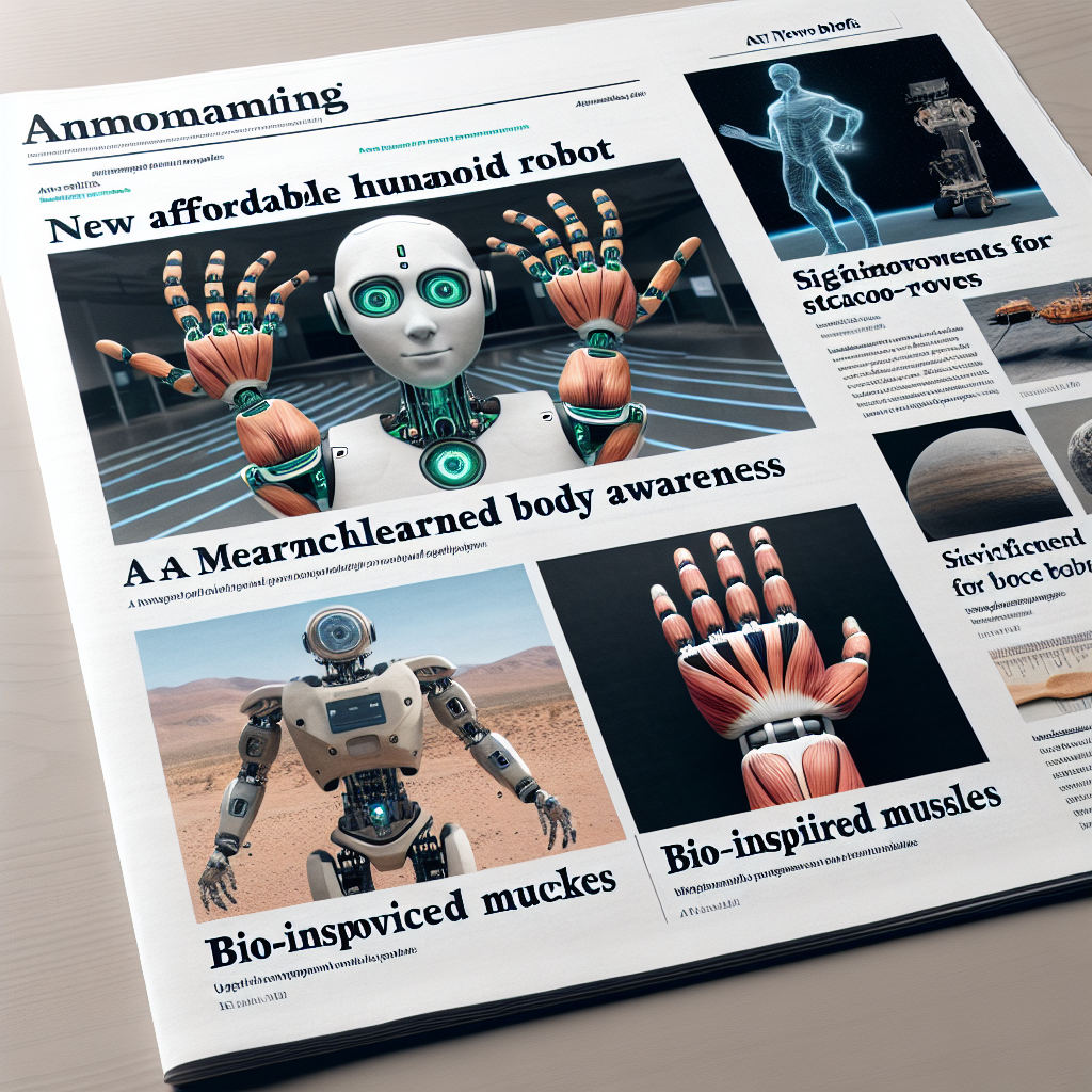 "Révolution Robotique: Humanoïde à moins de 6K$, tactile par auto-conscience, avancées en espace et biomimétisme!"